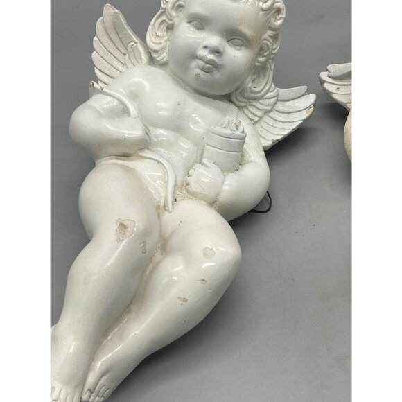 vintage set of 2 Alexander Backer Company figurines Chalkware Cherubs 13" READ - Picture 2 of 11